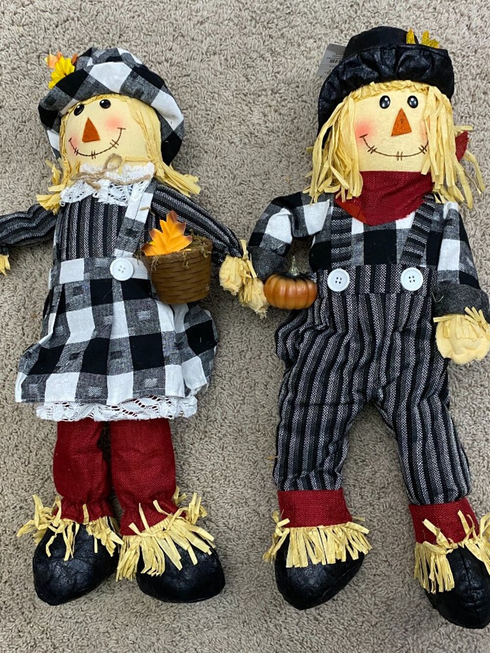 Pair of Scarecrows 24” Decoration Plaid (not a toy) Hobby Lobby Stores Autumn